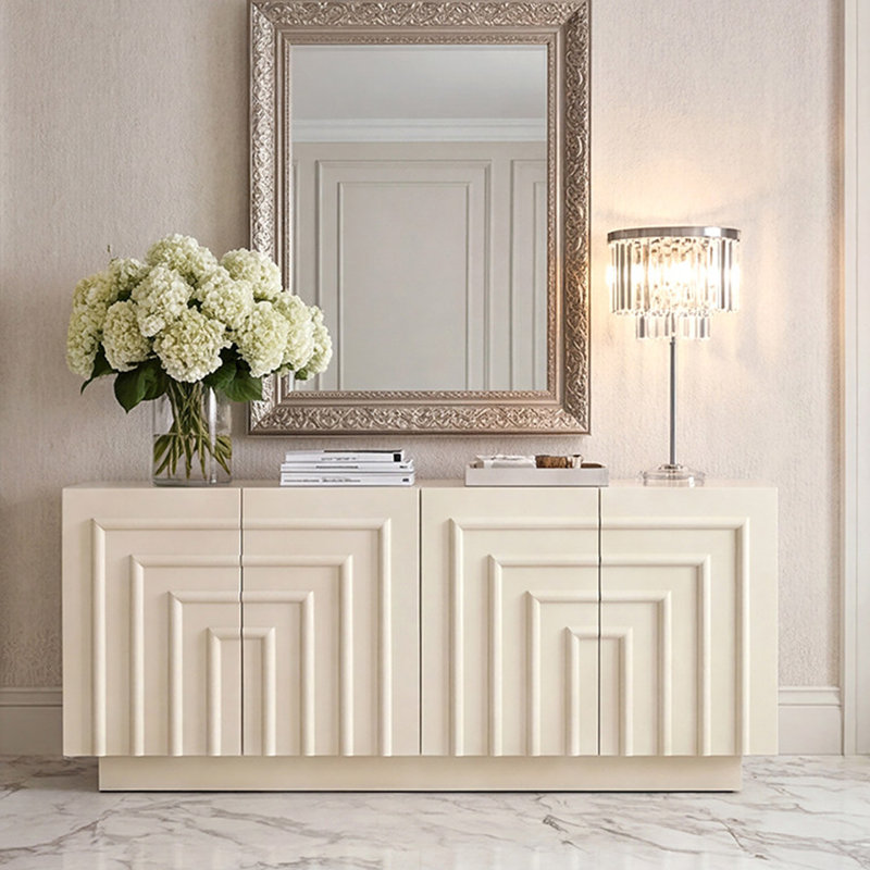 Armoire d'entrée de style américain, H 31,5 po x l 62,99 po x P 15,75 po, Crème