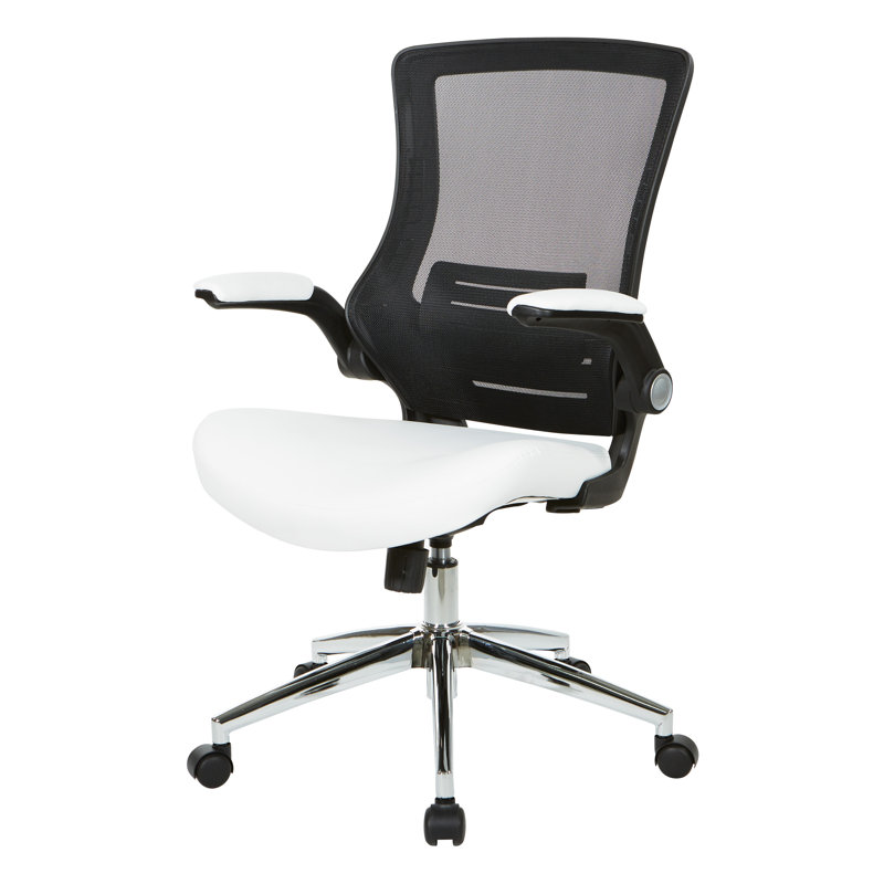 Chaise de travail en similicuir Eliphalet, Noir / blanc
