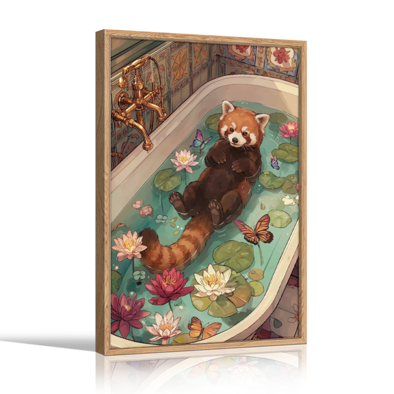 Ensemble de 1 tableau sur toile Panda roux, 36"H x 24"W, Naturel