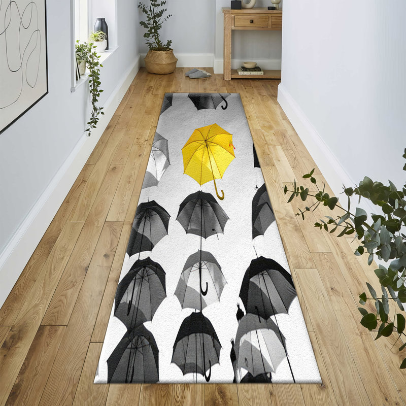 Colorful Abstract Design With Pile Soft Type Printed Rug for a Vibrant Touch to Your Home Decor, Runner 3'3" x 9'2"
