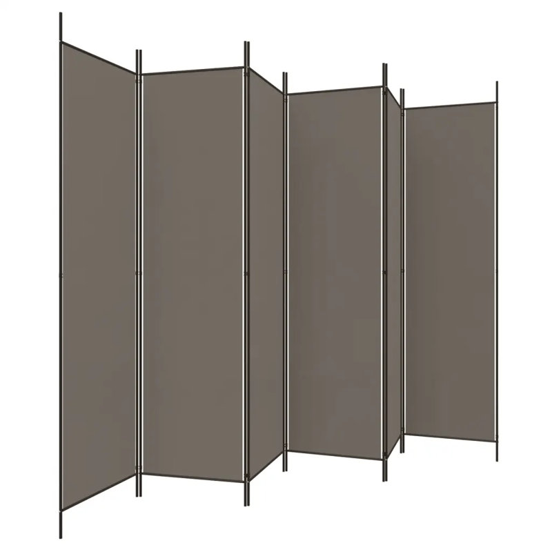 Kasimir Folding Room Divider, Anthracite, 6, 220cm H x 300cm W