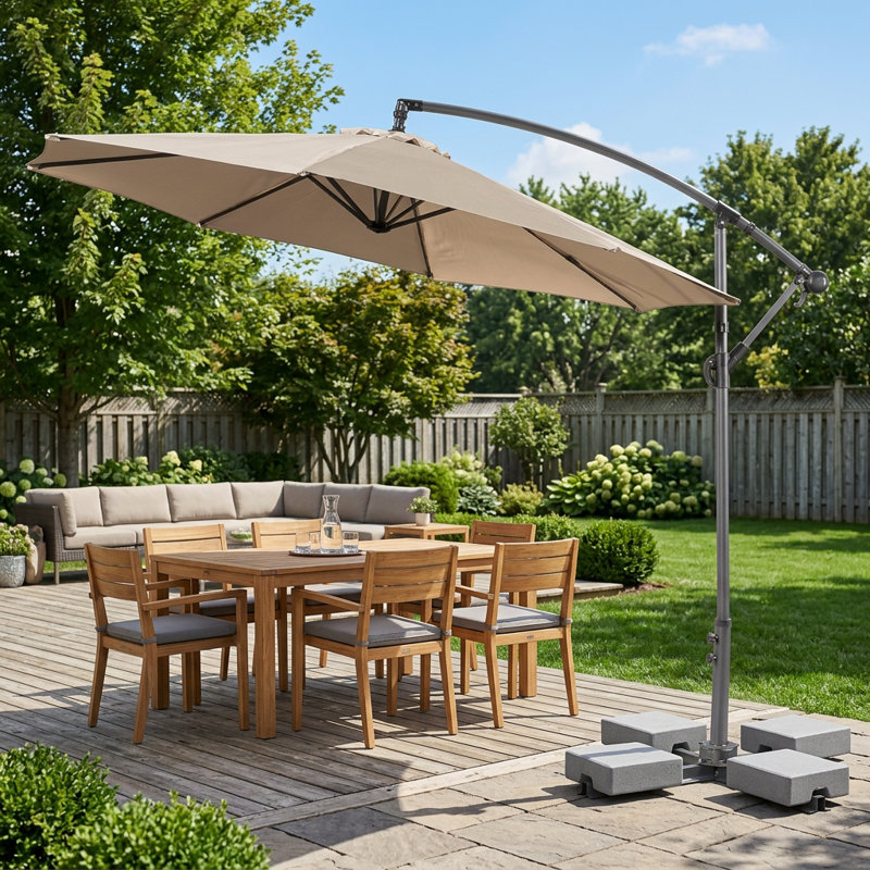 Parasol en porte-à-faux pour patio 10 pi x 10 pi Dore, Beige