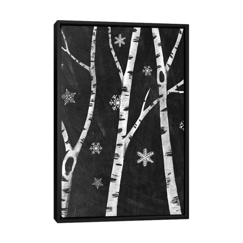 " Snowy Birches III " by Mary Urban, 26" H x 18" W x 1.5" D, Black Floater Framed Canvas, No Mat