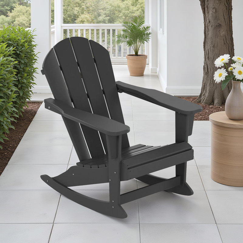 Chaise Adirondack berçante en PEHD Laguna, Gris foncé