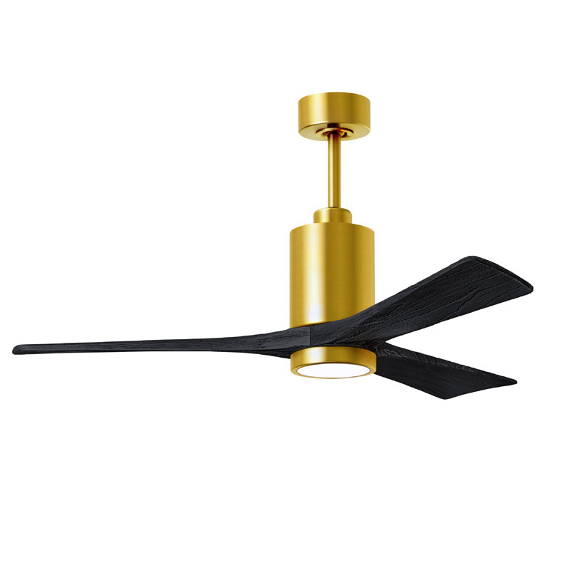 Patricia LED Downrod Ceiling Fan, Matte Black, Brushed Brass, 52"