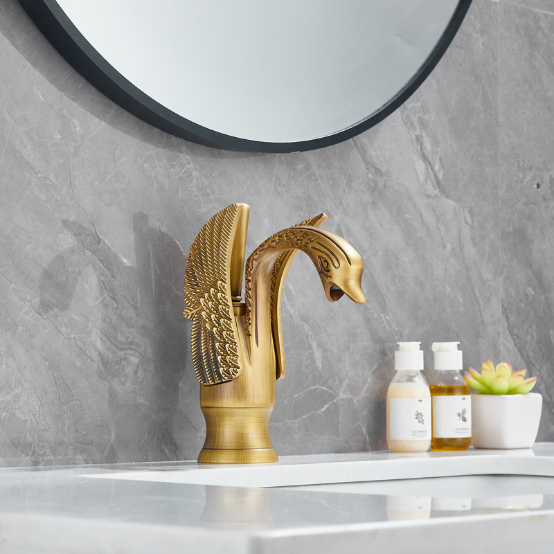 Single-Hole Single-handle Bathroom Faucet, Antique Brass