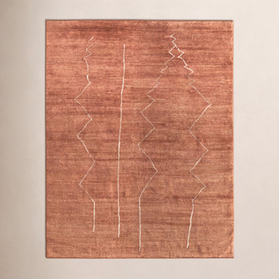 Orange Modern Hand-Knotted Abstract Rug