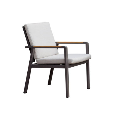 Chaise avec accoudoirs transitionnels de 22,7 po de largeur avec coussin (6 / RTC), blanc / beige / gris