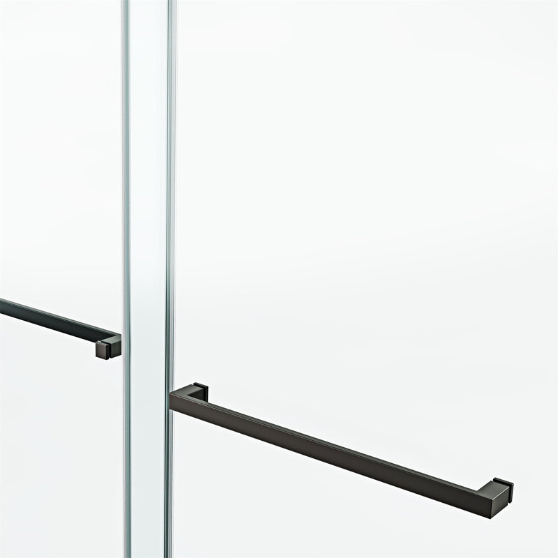 Porte de douche coulissante double sans cadre, Noir mat