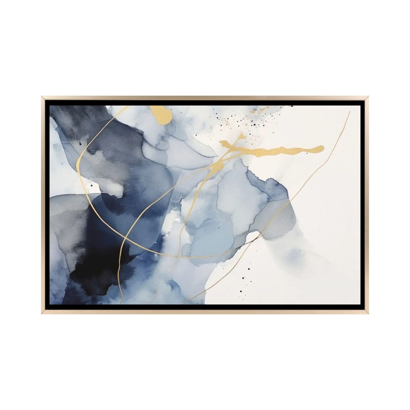 «Dark Blue Abstraction I», reproduction d'art sur toile encadrée, H 40 po x l 60 po, Reproduction encadrée sans passe-partout