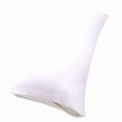 Luxury Cotton Body Pillowcase with Double Zippers - 600 Thread Count, Easy On/Off Cover - White - 1 Pack