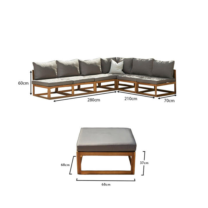 Rimasha Garden Lounge Set with Cushions, Beige