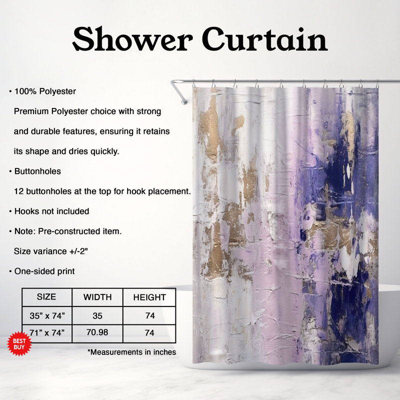 Gilded Lilac Luminescence - Premium Shower Curtain, 74"H x 71"W