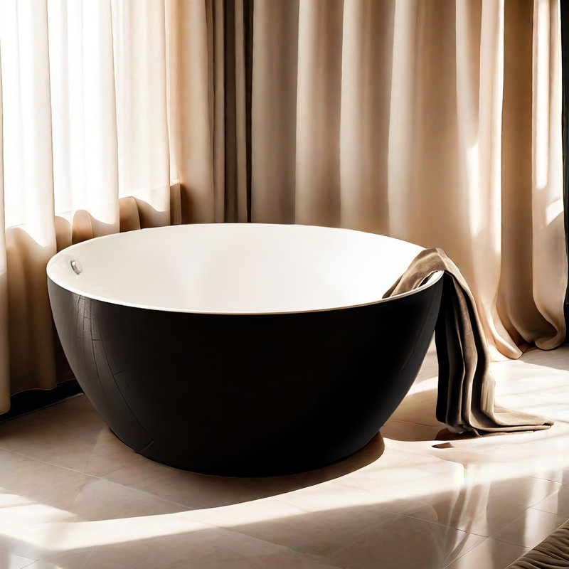 Baignoire ronde moderne simple en acrylique, Noir