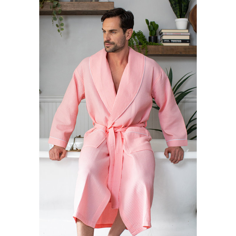 Peignoir gaufré LOTUS LINEN - Peignoirs de luxe en coton pour hôtel / spa, S, Rosé