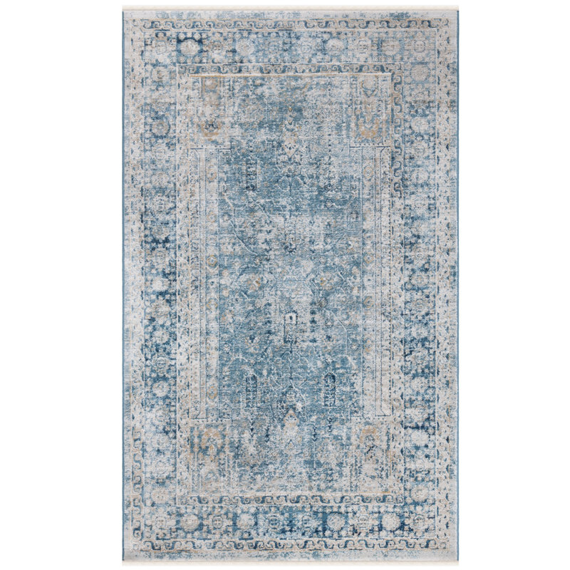 Tapis bleu / ivoire Rumsey, Rectangle 4 pi x 6 pi