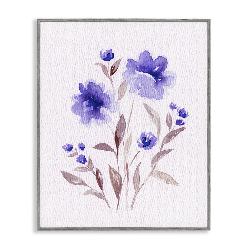 Fleurs mauves encadrées, estampe numérique, conception par Leah Noel Art, Giclée de ferme grise encadrée, H 30 po x l 24 po