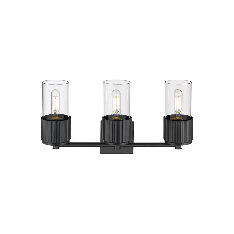Éclairage pour meuble-lavabo mural 3 lumières Bolivar, Transparent, Noir mat