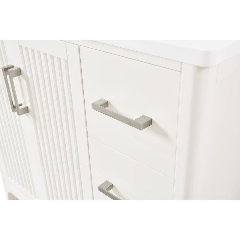 Meuble-lavabo de 36 po en bois massif avec assemblage US - blanc, L 35,98 po x l 22,04 po x H 33,97 po, bois massif, 1 pièce, meuble-lavabo de salle de bain, blanc, pré-assemblé