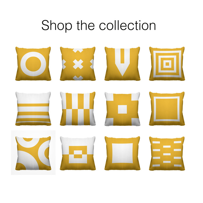 Luella Geometric Outdoor Reversible Throw Pillow, 15H" x 15W", Yellow