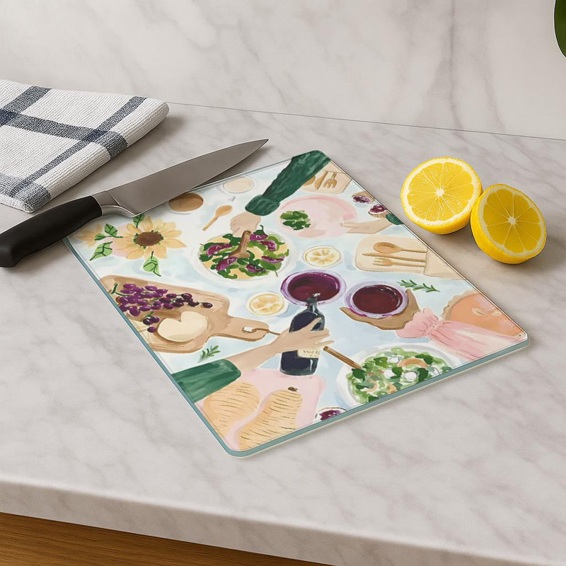 Premium Tempered Glass Cutting Board, 11.8 x 15.7 inches | 100% Antibacterial, Easy Clean Design with Non-Slip Silicone Feet | Ideal for Safe Food Preparation in Kitchen, Stylish & Functional