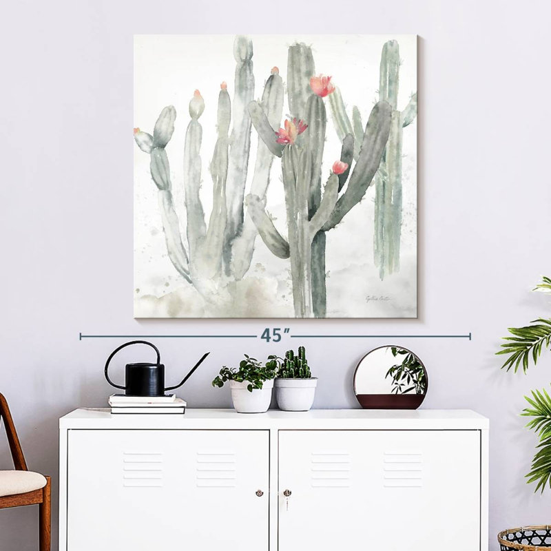 Harnek cactus jardin gris rosé II, H 33 po x l 33 po