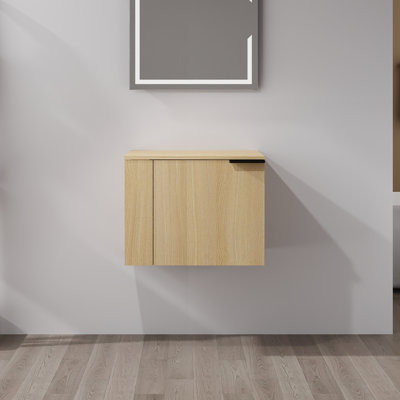 24" Bathroom Storage Cabinet With Side Shelves - Modern Engineered Wood Design In Oak Finish Or Ameican White Oak