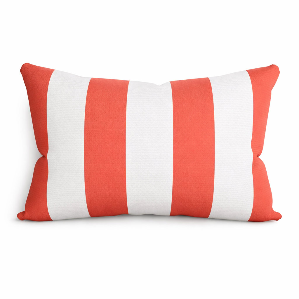 Amala Sunbrella® Indoor/Outdoor Kidney Pillow, Refuge Coral Striped Sunbrella®