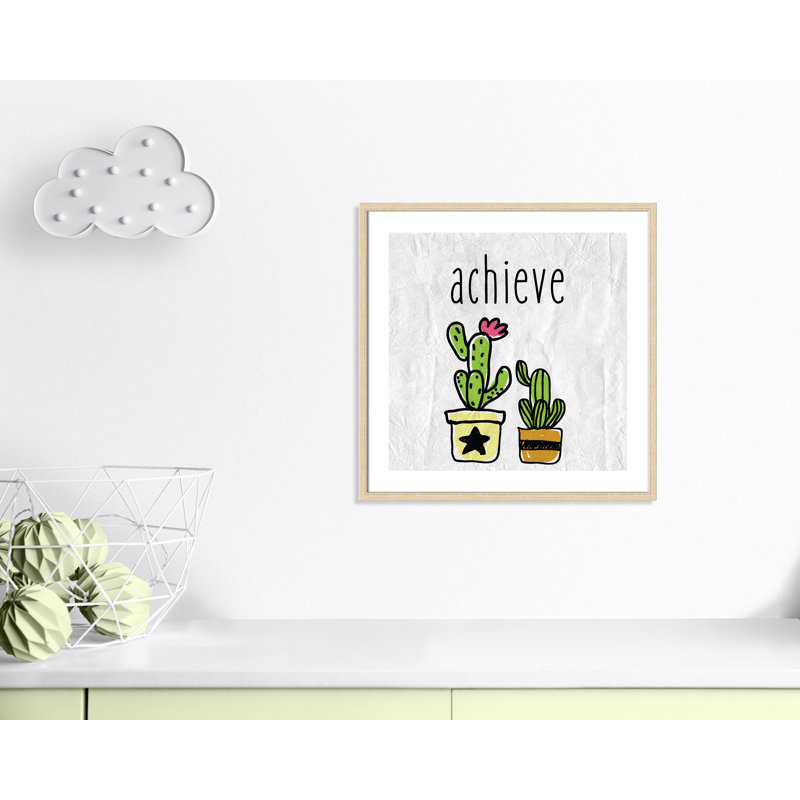 Impression sur papier Cacti C, Encadré de boîte beige, H 26,5 po x l 26,5 po x P 1,18 po