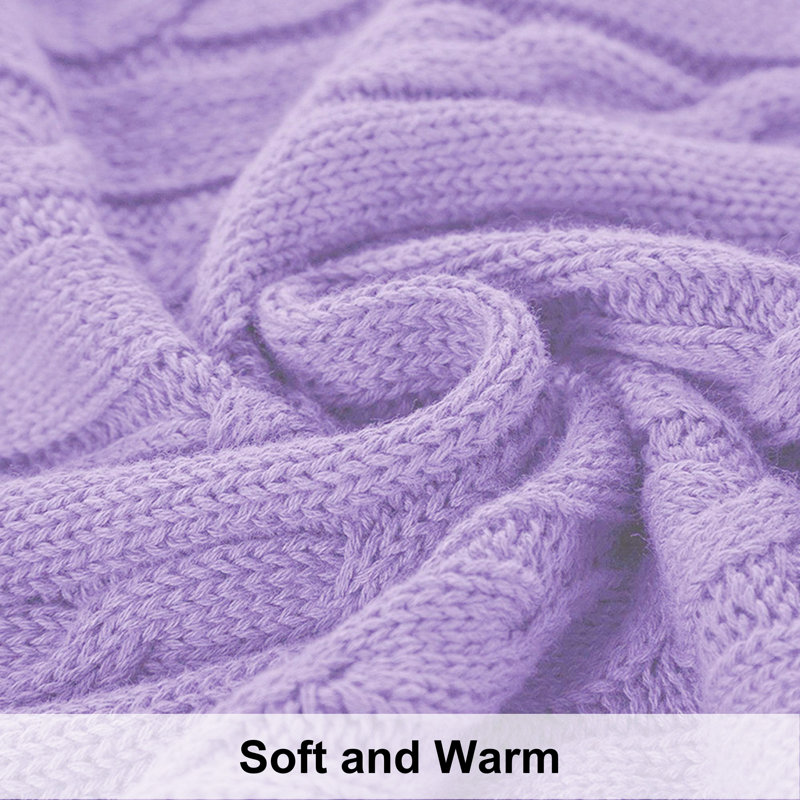 Couverture en coton tricoté , Mauve clair, L 80 po x l 60 po
