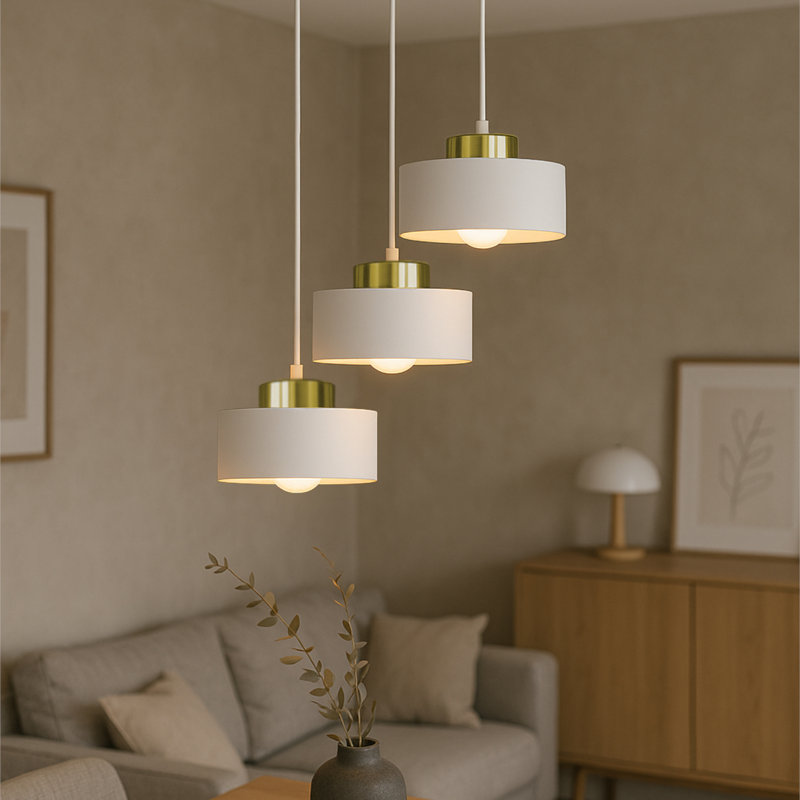 3 - Light Drum Pendant, White