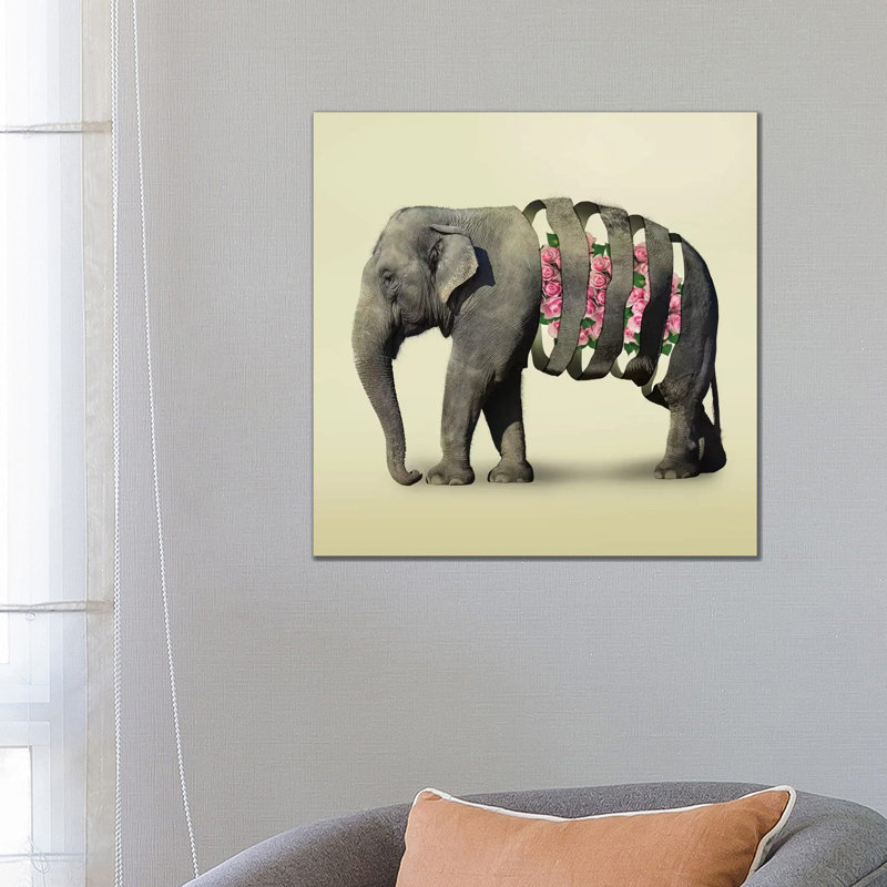 Elephant Flowers III by Vin Zzep - Print on Canvas, Wrapped Canvas, 45.72 cm H x 45.72 cm W x 3.175 cm D
