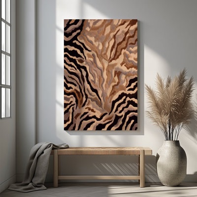 1pc, reproduction d'art sur toile encadrée, Y2K, tigre brun, impression d'inspiration léopard, impression sur toile pour salon, chambre, bureau, salle de bain, dortoir, prêt à accrocher