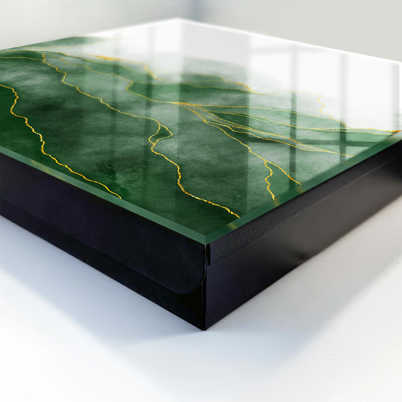 Key box for home, Opens to the left, 30x30x5, Black, Green hills with a white background in a watercolor style, 