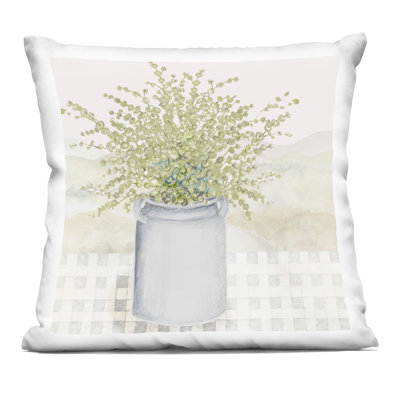 Coussin décoratif jardin à motif de carreaux subtils, par Janice Gaynor, 18 x 7 x 18