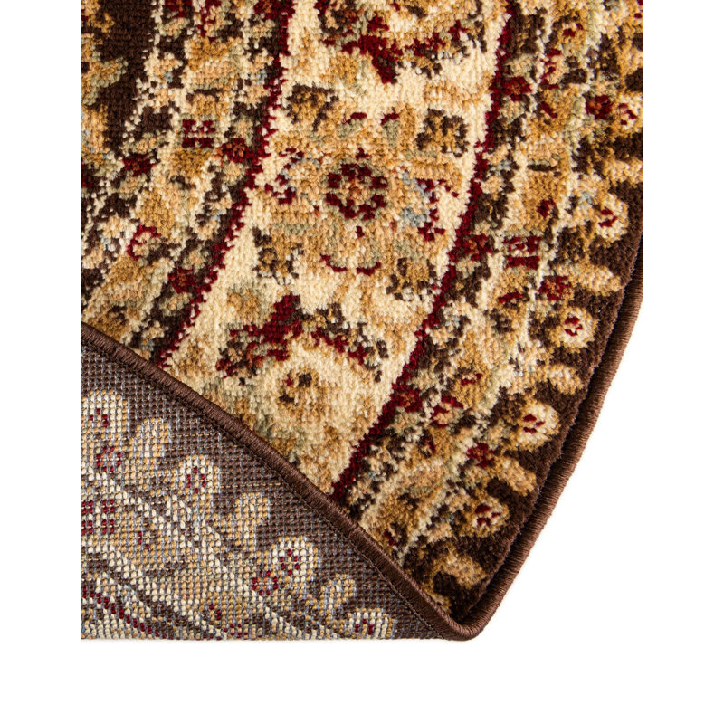 Rosaria Oriental Brown Area Rug, Round 13'1"