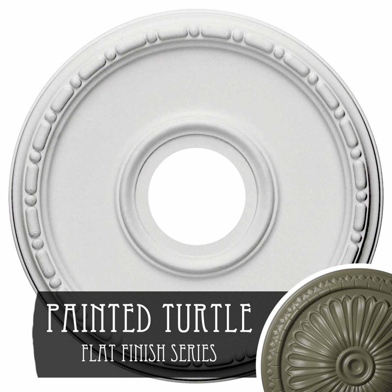 Médaillon de plafond Endurathane Medea, DE 16 1/2 po x P 3 7/8 po x P 1 1/2 po (convient aux auvents jusqu'à 5 3/8 po), fini tortue peinte à la main