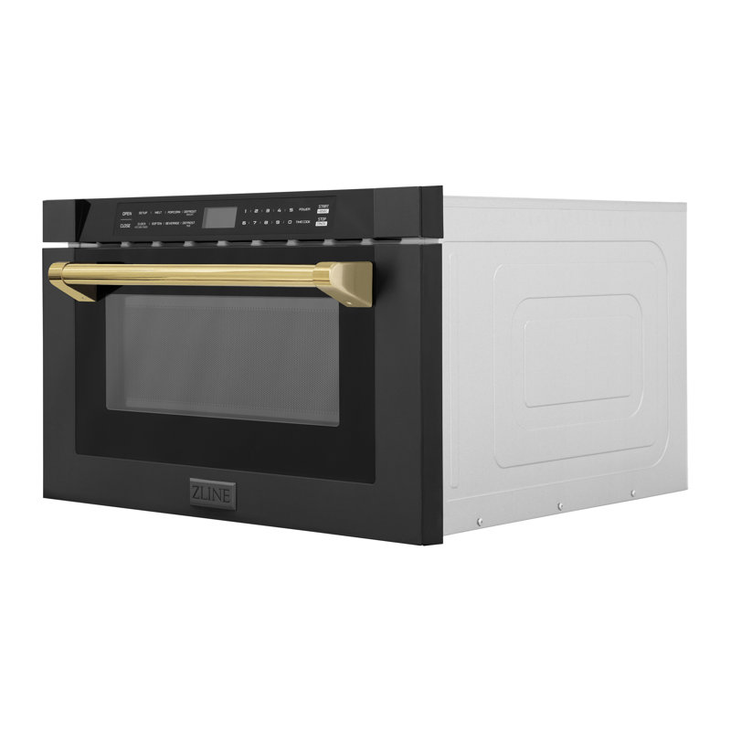 24" 1.2 cu ft. 1000 - Watt Black Stainless Steel Microwave Drawer with Sensor Cooking, Gold