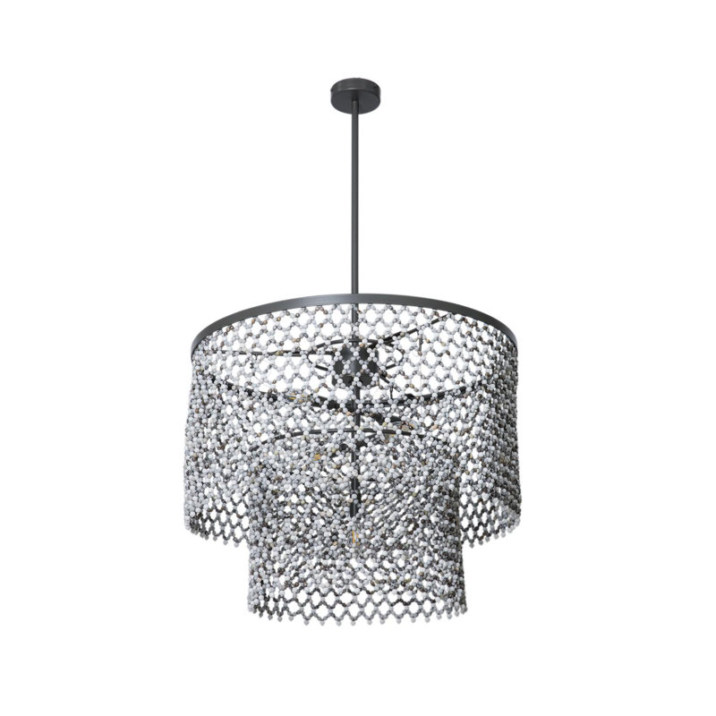 Beaded Imfibinga Bead 3-Tier Chandelier