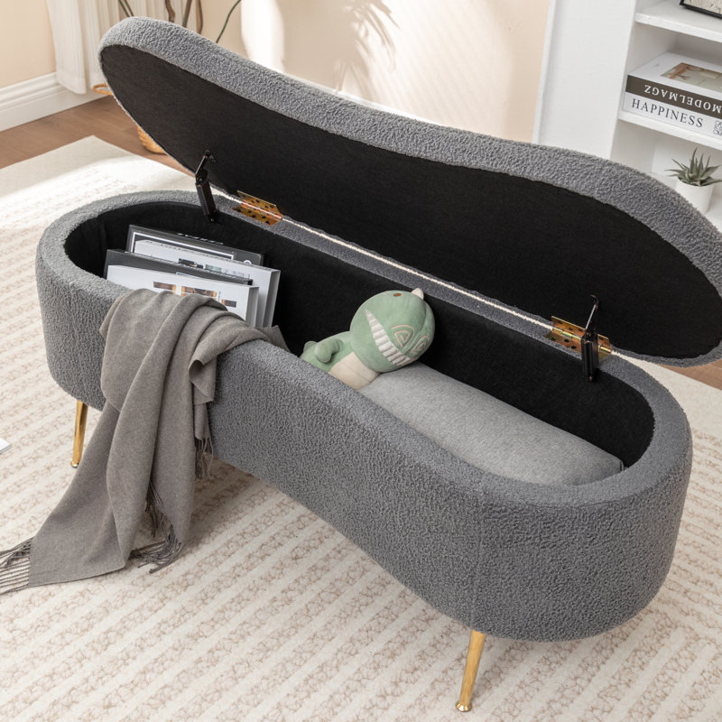 Banc de rangement rembourré Kaybree, Gris