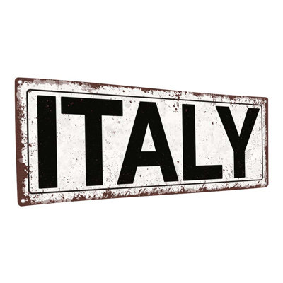 "Enseigne de métal italien patiné"