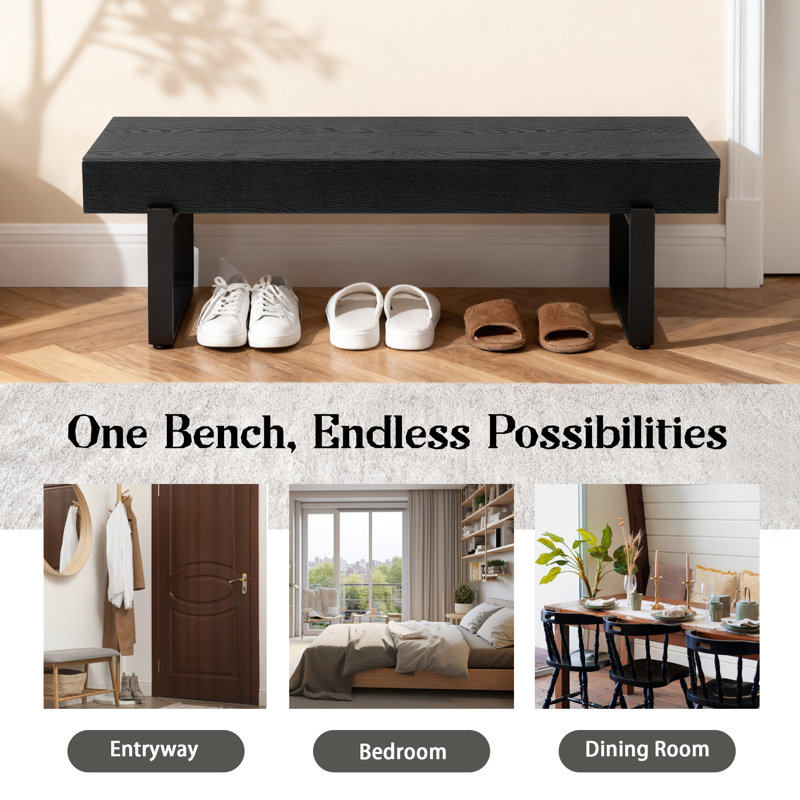 Banc en bois 59 po Modern Farmhouse