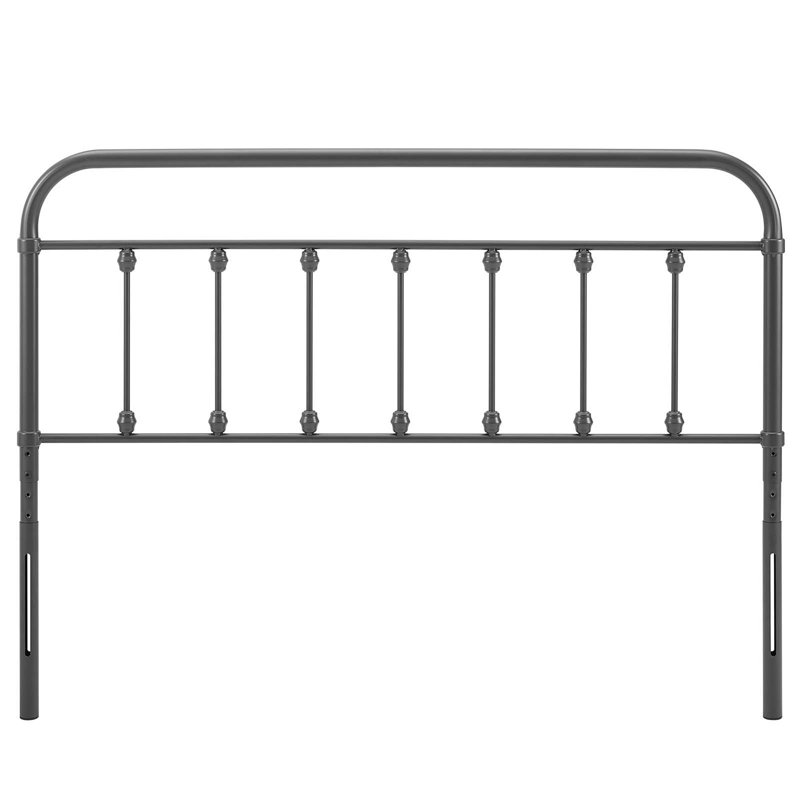 Ellen Classic Metal Headboard, King, Gray