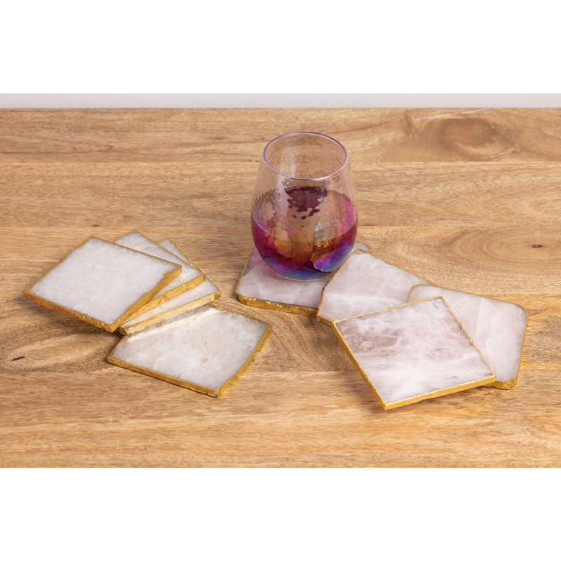 VIP Stone 4 in. White Agate Coasters Set of 4