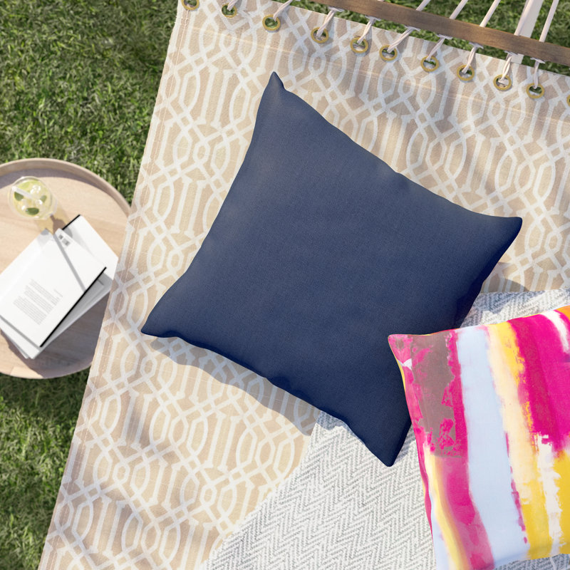 Casual Cushion Solid Sunbrella® Fabric 1-Piece Indoor/Outdoor Square Throw Pillow, 18"W x 18"L, Canvas Navy, 18"H x 18"W