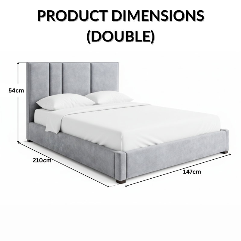 Upholstered Bed, Full, Grey
