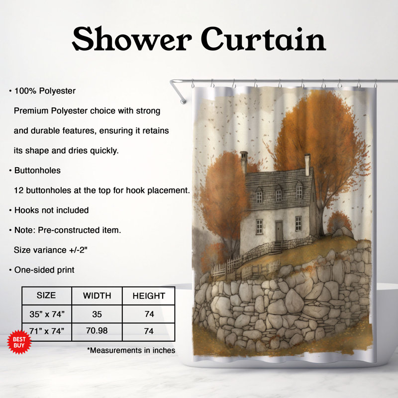 Rideau de douche Laurae, H 74 po x l 71 po