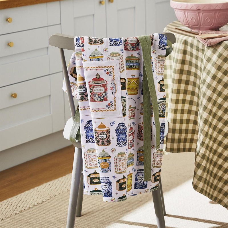Tea Tins No Pattern Cotton Bib Apron