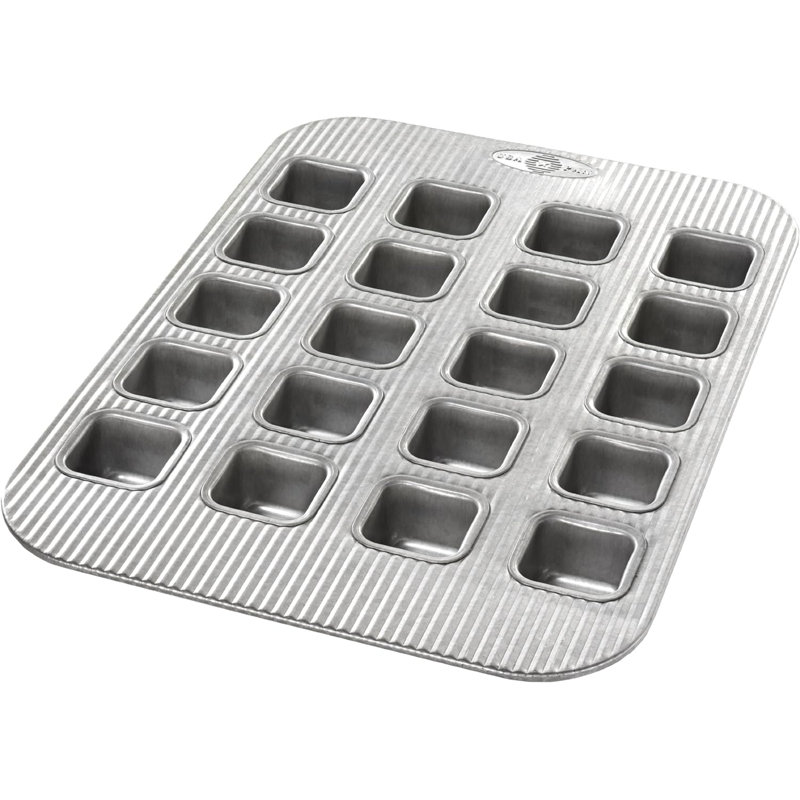 USA Pan Square Nonstick Bakeware Aluminized Steel Brownie Bite Pan, 20 Well