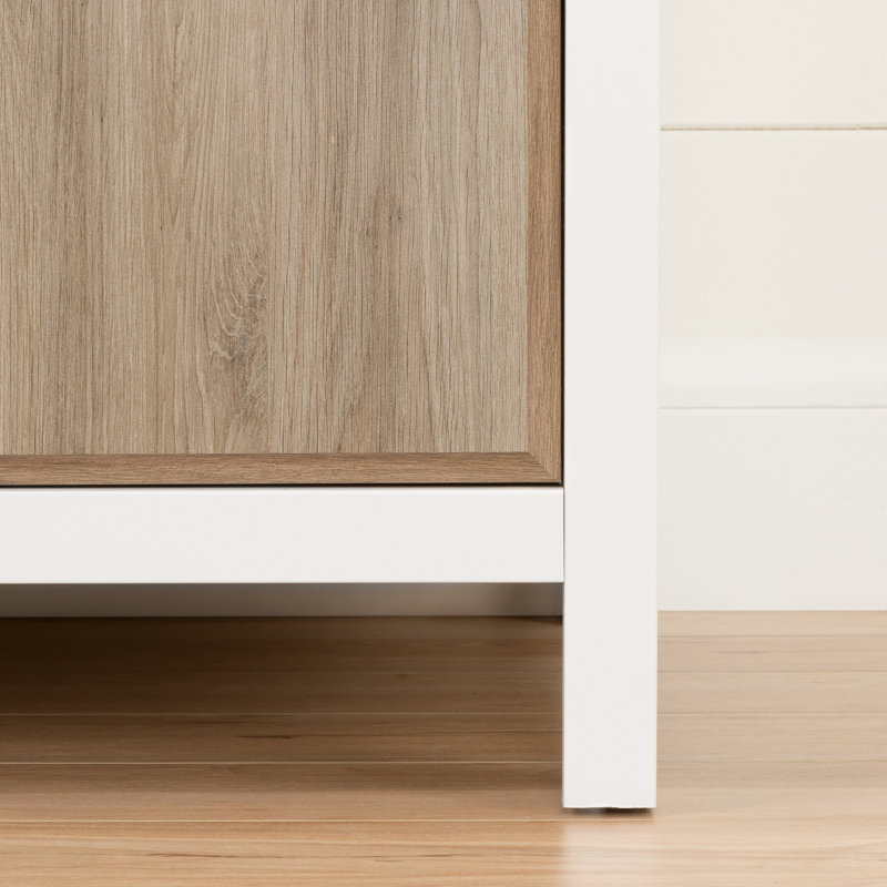 White and Rustic Oak Changing Table with Drawers
